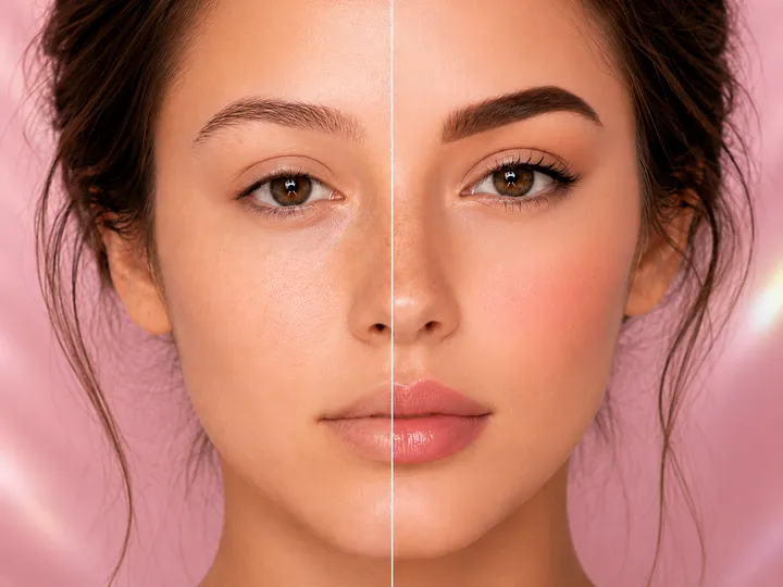 Permanent makeup correction before and after comparison